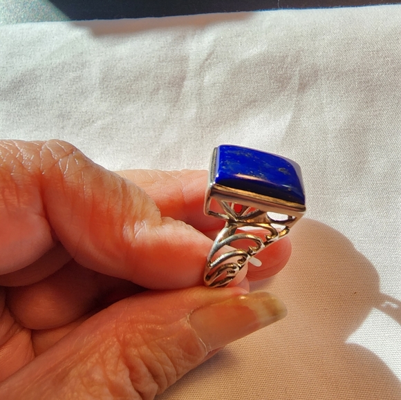 GENUINE LAPIS STERLING SILVER RING SIZE 10.5 - Picture 4 of 7